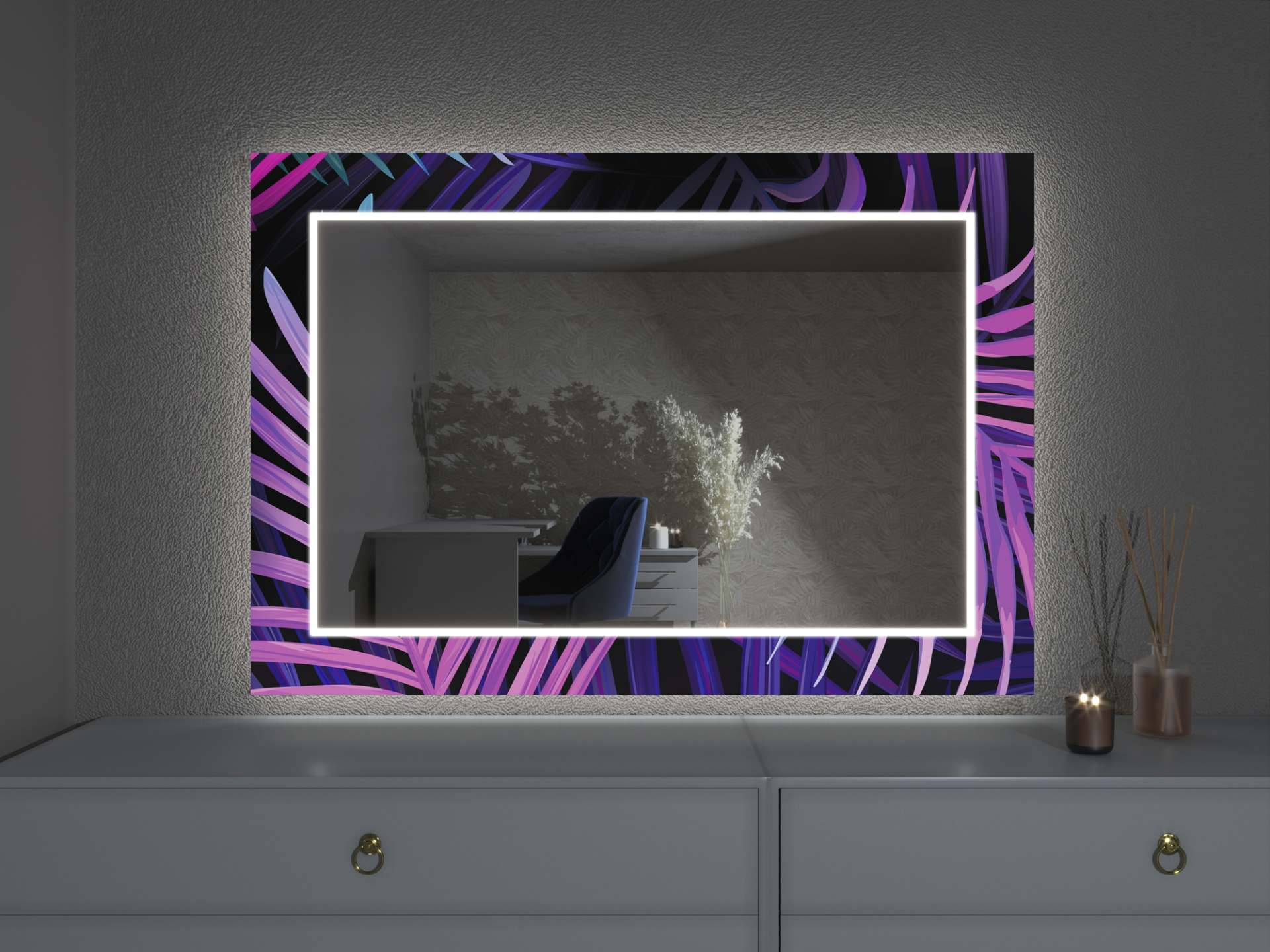 Espejo LED con decoración D18
